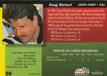 1993 Finish Line - Silver Series '93 #26 Doug Richert Back