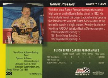 1993 Finish Line - Silver Series '93 #28 Robert Pressley Back