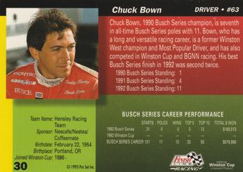 1993 Finish Line - Silver Series '93 #30 Chuck Bown Back