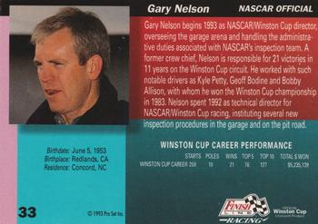 1993 Finish Line - Silver Series '93 #33 Gary Nelson Back