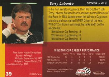 1993 Finish Line - Silver Series '93 #39 Terry Labonte Back