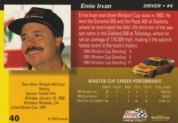 1993 Finish Line - Silver Series '93 #40 Ernie Irvan Back