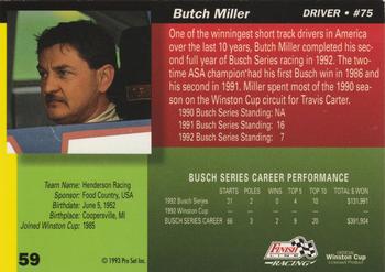 1993 Finish Line - Silver Series '93 #59 Butch Miller Back