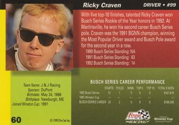 1993 Finish Line - Silver Series '93 #60 Ricky Craven Back