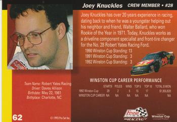 1993 Finish Line - Silver Series '93 #62 Joey Knuckles Back
