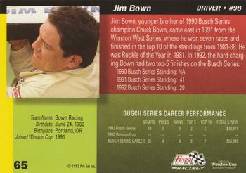 1993 Finish Line - Silver Series '93 #65 Jim Bown Back