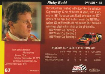 1993 Finish Line - Silver Series '93 #67 Ricky Rudd Back
