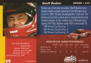 1993 Finish Line - Silver Series '93 #69 Geoff Bodine Back