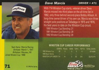 1993 Finish Line - Silver Series '93 #71 Dave Marcis Back