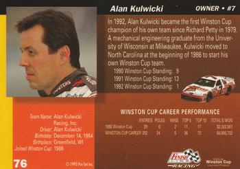1993 Finish Line - Silver Series '93 #76 Alan Kulwicki Back