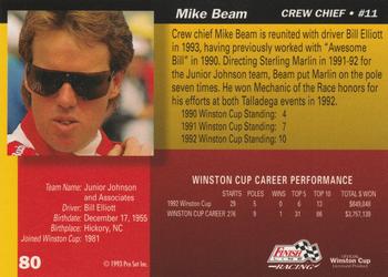 1993 Finish Line - Silver Series '93 #80 Mike Beam Back