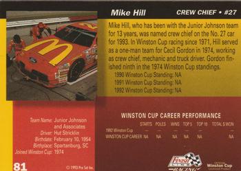 1993 Finish Line - Silver Series '93 #81 Mike Hill Back