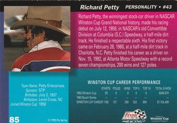 1993 Finish Line - Silver Series '93 #85 Richard Petty Back