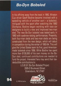 1993 Finish Line - Silver Series '93 #94 Bo-Dyn Bobsled Back