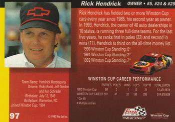 1993 Finish Line - Silver Series '93 #97 Rick Hendrick Back
