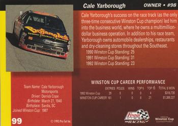 1993 Finish Line - Silver Series '93 #99 Cale Yarborough Back