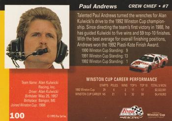 1993 Finish Line - Silver Series '93 #100 Paul Andrews Back