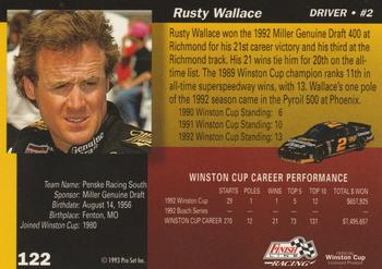 1993 Finish Line - Silver Series '93 #122 Rusty Wallace Back