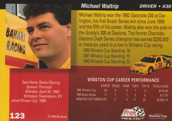 1993 Finish Line - Silver Series '93 #123 Michael Waltrip Back