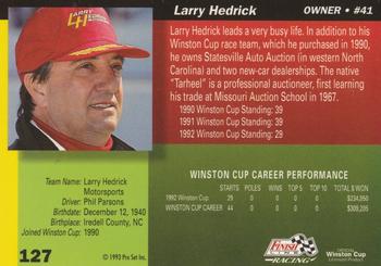 1993 Finish Line - Silver Series '93 #127 Larry Hedrick Back