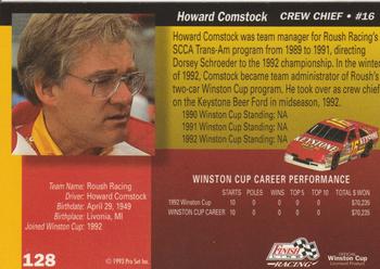 1993 Finish Line - Silver Series '93 #128 Howard Comstock Back