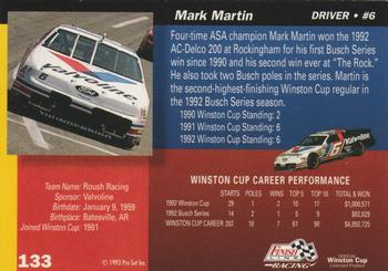 1993 Finish Line - Silver Series '93 #133 Mark Martin Back