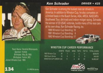 1993 Finish Line - Silver Series '93 #134 Ken Schrader Back