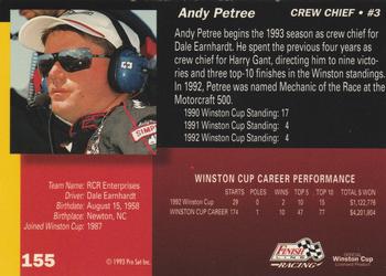 1993 Finish Line - Silver Series '93 #155 Andy Petree Back