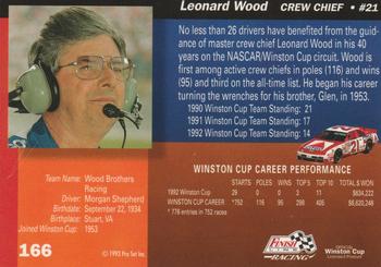 1993 Finish Line - Silver Series '93 #166 Leonard Wood Back