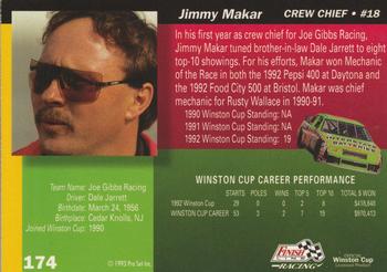 1993 Finish Line - Silver Series '93 #174 Jimmy Makar Back