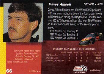1993 Finish Line - Silver Series '93 #66 Davey Allison Back