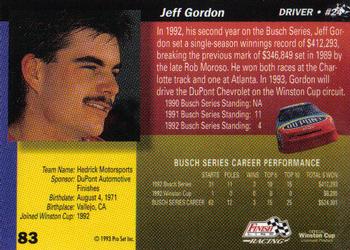 1993 Finish Line - Silver Series '93 #83 Jeff Gordon Back
