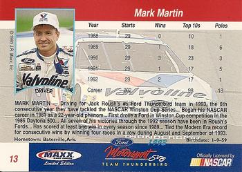 1993 Maxx Ford Motorsport #13 Mark Martin Back