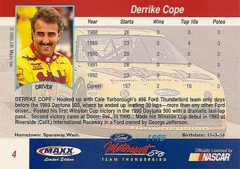 1993 Maxx Ford Motorsport #4 Derrike Cope Back