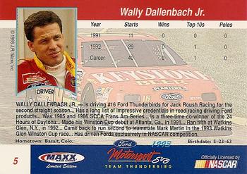 1993 Maxx Ford Motorsport #5 Wally Dallenbach Jr. Back