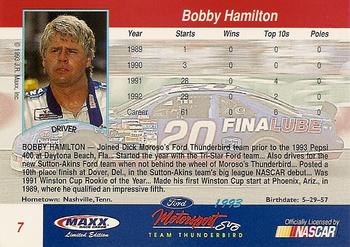 1993 Maxx Ford Motorsport #7 Bobby Hamilton Back