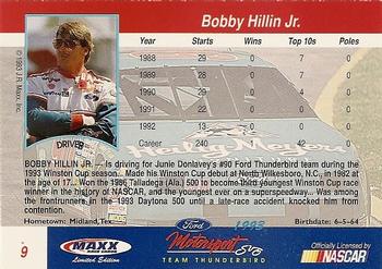 1993 Maxx Ford Motorsport #9 Bobby Hillin Jr. Back