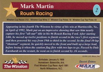 1993 Maxx The Winston #2 Mark Martin Back