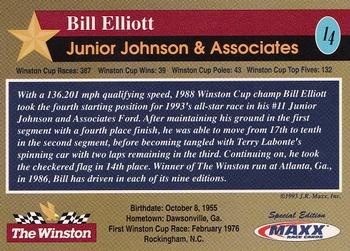 1993 Maxx The Winston #14 Bill Elliott Back