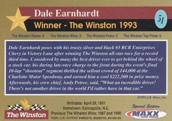 1993 Maxx The Winston #51 Dale Earnhardt Chromium Back