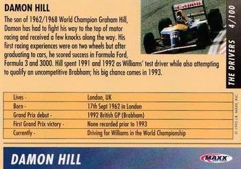 1993 Maxx Williams Racing #4 Damon Hill Back