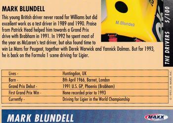 1993 Maxx Williams Racing #5 Mark Blundell Back