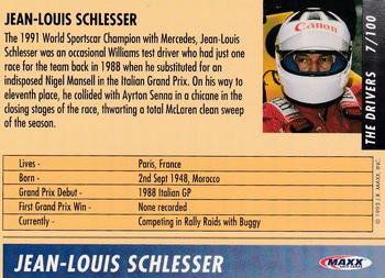 1993 Maxx Williams Racing #7 Jean-Louis Schlesser Back