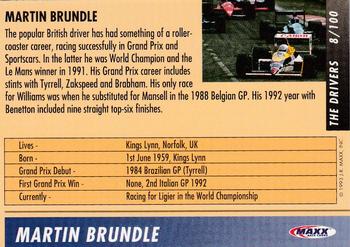 1993 Maxx Williams Racing #8 Martin Brundle Back