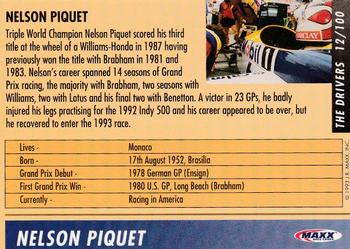 1993 Maxx Williams Racing #12 Nelson Piquet Back