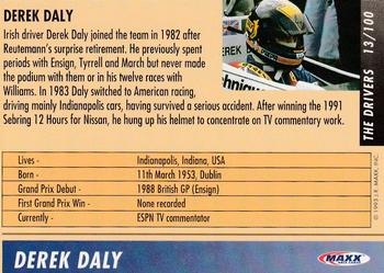 1993 Maxx Williams Racing #13 Derek Daly Back