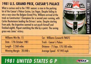 1993 Maxx Williams Racing #41 Alan Jones' Car Back