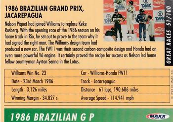 1993 Maxx Williams Racing #51 Nelson Piquet's Car Back