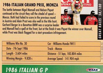 1993 Maxx Williams Racing #58 Nelson Piquet's Car Back