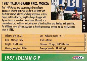 1993 Maxx Williams Racing #66 Nelson Piquet's Car Back